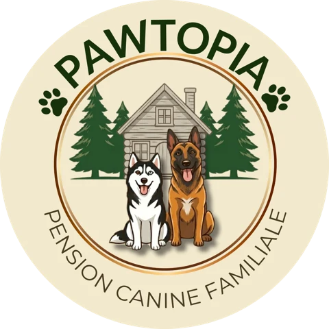 Logo Pawtopia, pension canine familiale
